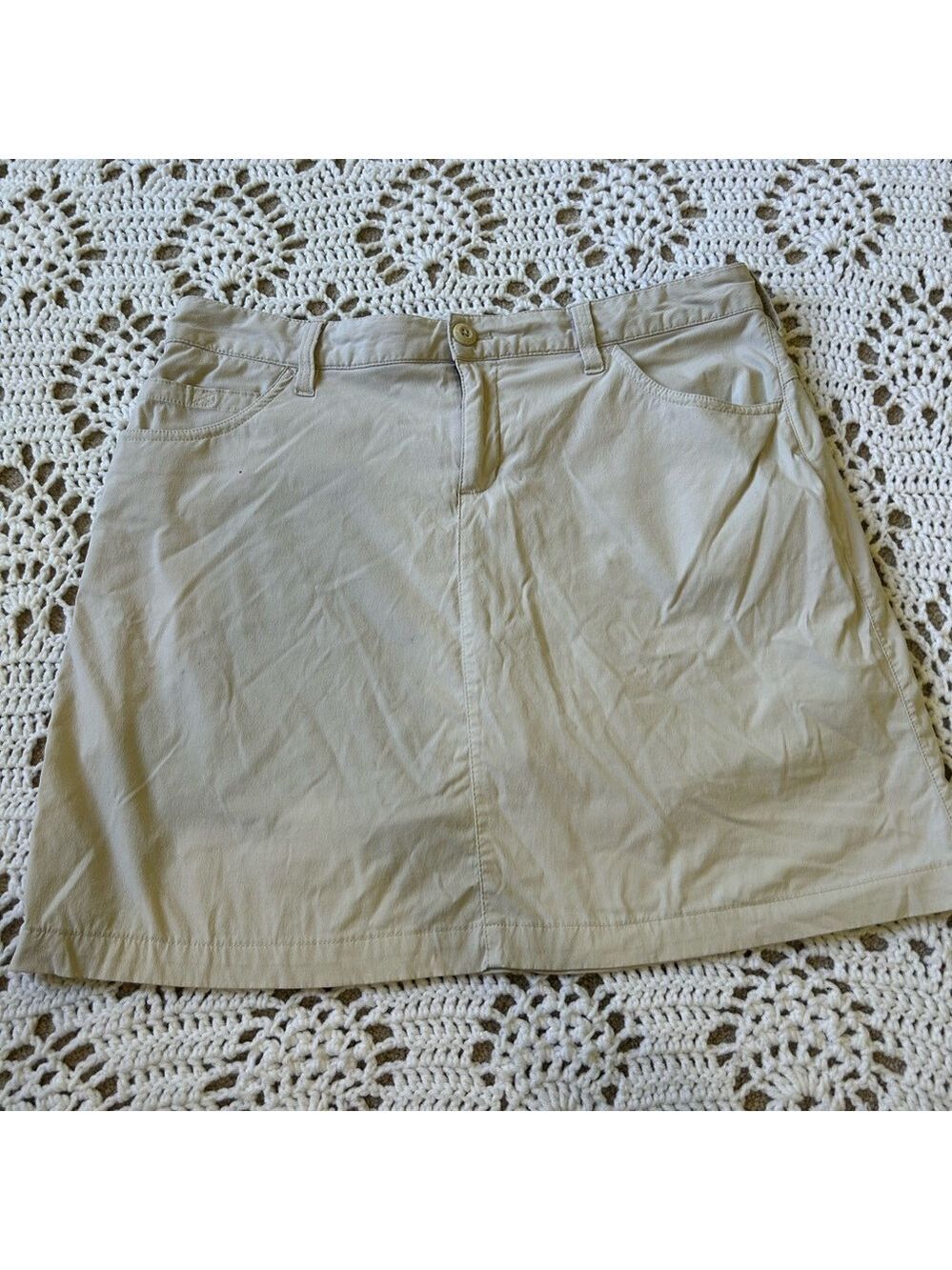 Eddie Bauer Womens Adventure Skort Lined Skirt Shorts Tan Size 10 Golf Vacation - Picture 2 of 13